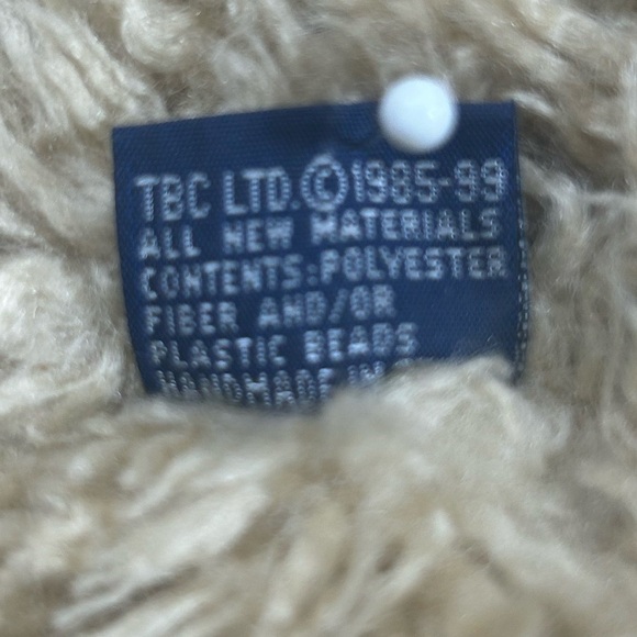 Vintage Boyd’s Bear. Fluffy Cream Plush Bear w/ Navy Bow. - Picture 2 of 9